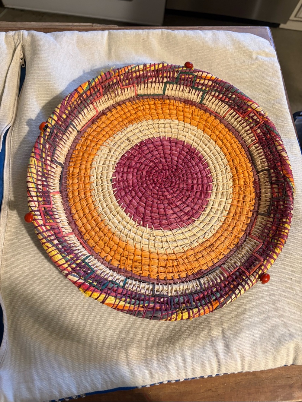 Handwoven Decorative Wall Baskets - Pink, Orange & Cream